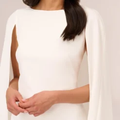 Adrianna Papell Structured Cape Sheath Dress In Ivory -Cheap Vesta Gleam Store 014237610 IVY Regular Detail
