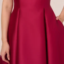 Adrianna Papell Sleeveless Mikado Fit And Flare Midi Dress With V-Back In Red Plum -Cheap Vesta Gleam Store 041899070 AP651 Regular Lifestyle