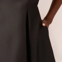 Adrianna Papell Sleeveless Mikado Fit And Flare Midi Dress With V-Back In Black -Cheap Vesta Gleam Store 041899070 BLK Regular Lifestyle