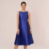 Adrianna Papell Sleeveless Mikado Fit And Flare Midi Dress With V-Back In Neptune
