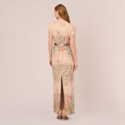 Adrianna Papell Floral Matelasse Gown In Blush Multi -Cheap Vesta Gleam Store 081903250 BLH Regular Back