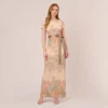 Adrianna Papell Floral Matelasse Gown In Blush Multi