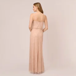 Adrianna Papell Art Deco Beaded Blouson Gown In Blush -Cheap Vesta Gleam Store 091866700 BLS Regular Back
