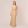 Adrianna Papell Art Deco Beaded Blouson Gown In Champ Gold