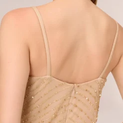 Adrianna Papell Art Deco Beaded Blouson Gown In Champ Gold -Cheap Vesta Gleam Store 091866700 CPG Regular Lifestyle