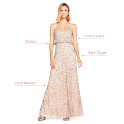Adrianna Papell Art Deco Beaded Blouson Gown In Taupe Pink -Cheap Vesta Gleam Store 091866700 T P Regular Alternate