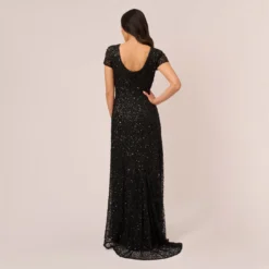 Adrianna Papell Scoop Back Sequin Gown In Black -Cheap Vesta Gleam Store 091874600 AA002 Regular Back