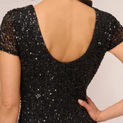 Adrianna Papell Scoop Back Sequin Gown In Black -Cheap Vesta Gleam Store 091874600 AA002 Regular Lifestyle