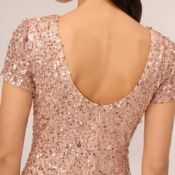 Adrianna Papell Scoop Back Sequin Gown In Rose Gold -Cheap Vesta Gleam Store 091874600 AA958 Regular Lifestyle