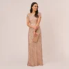 Adrianna Papell Scoop Back Sequin Gown In Rose Gold