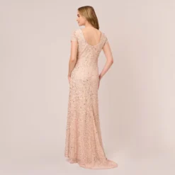 Adrianna Papell Scoop Back Sequin Gown In Blush -Cheap Vesta Gleam Store 091874600 BLS Regular Back