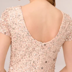 Adrianna Papell Scoop Back Sequin Gown In Blush -Cheap Vesta Gleam Store 091874600 BLS Regular Lifestyle