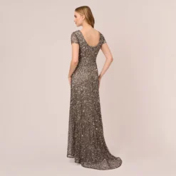 Adrianna Papell Scoop Back Sequin Gown In Lead -Cheap Vesta Gleam Store 091874600 LED Regular Back