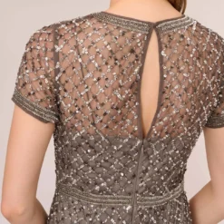 Adrianna Papell Cap Sleeve Beaded Gown In Lead -Cheap Vesta Gleam Store 091904940 LED Regular Lifestyle