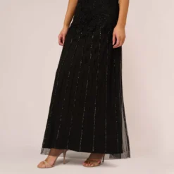 Adrianna Papell Short Sleeve Blouson Beaded Gown In Black -Cheap Vesta Gleam Store 191906600 AA002 Regular Lifestyle