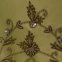 Vintage Beaded Midi Fairy Dress With Sharkbite Hem In Olive -Cheap Vesta Gleam Store ADAE211301 AA371 Regular Alternate