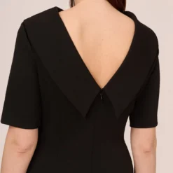 Adrianna Papell Short Sleeve Crepe Dress With Rolled Neck In Black -Cheap Vesta Gleam Store AP1D101960 AA002 Regular Lifestyle