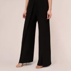 Adrianna Papell Sleeveless Tailored Jumpsuit With Wide Leg In Black -Cheap Vesta Gleam Store AP1D102818 AA002 Regular Lifestyle