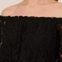 Adrianna Papell Black Off The Shoulder Crepe Jumpsuit With Lace Bodice In Black -Cheap Vesta Gleam Store AP1D102882 AA002 Regular Detail