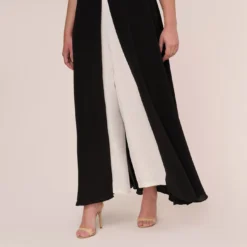 Adrianna Papell Plus Size Colorblock Jumpsuit With Skirt Overlay In Black Ivory -Cheap Vesta Gleam Store AP1D102896 AA019 Plus Lifestyle