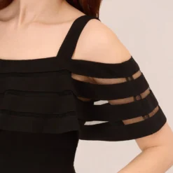 Adrianna Papell Jersey Banded Ruffled Jumpsuit With Cold Shoulder In Black -Cheap Vesta Gleam Store AP1D102998 AA002 Regular Detail