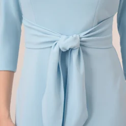 Adrianna Papell Knit Crepe Bow Sheath Dress With Three Quarter Sleeves In Blue Mist -Cheap Vesta Gleam Store AP1D103175 AB484 Regular Lifestyle