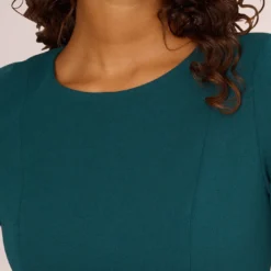 Adrianna Papell Knit Crepe Bow Sheath Dress With Three Quarter Sleeves In Hunter -Cheap Vesta Gleam Store AP1D103175 AE303 Regular Lifestyle