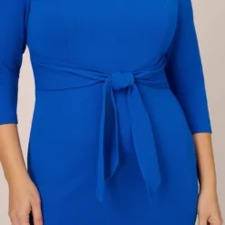 Adrianna Papell Plus Size Knit Crepe Bow Sheath Dress With Three Quarter Sleeves In Violet Cobalt -Cheap Vesta Gleam Store AP1D103175 BA401 Plus Detail