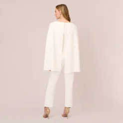 Adrianna Papell Crepe Jumpsuit With Cape In Ivory -Cheap Vesta Gleam Store AP1D103257 AA194 Regular Back