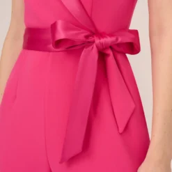 Adrianna Papell Sleeveless Crepe Jumpsuit With Tuxedo Collar In Cabaret Pink -Cheap Vesta Gleam Store AP1D103562 AN672 Regular Lifestyle