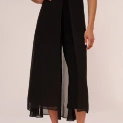 Adrianna Papell Cropped Jumpsuit With Pintuck Bodice In Black -Cheap Vesta Gleam Store AP1D103893 AA002 Regular Lifestyle