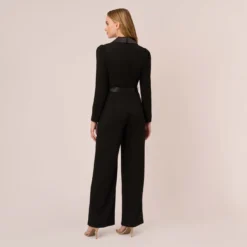 Adrianna Papell Knit Crepe Tuxedo Jumpsuit In Black -Cheap Vesta Gleam Store AP1D104225 AA002 Regular Back