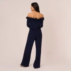 Adrianna Papell Signature Blouson Jumpsuit In Navy -Cheap Vesta Gleam Store AP1D104323 AA412 Regular Back