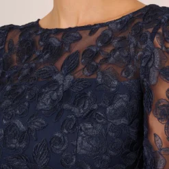 Adrianna Papell Bell Sleeve Rose Embroidered Sheath Dress In Midnight -Cheap Vesta Gleam Store AP1D104437 AB411 Regular Lifestyle