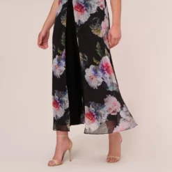 Adrianna Papell Plus Size Floral Printed Jumpsuit In Black Multi -Cheap Vesta Gleam Store AP1D104440 AA963 Plus Lifestyle