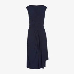 Adrianna Papell Asymmetrical Draped Midi Dress In Midnight -Cheap Vesta Gleam Store AP1D104475 AB411 Regular Flat