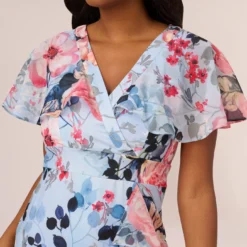 Adrianna Papell Floral Faux Wrap Dress In Blue Multi -Cheap Vesta Gleam Store AP1D104503 AA461 Regular Detail