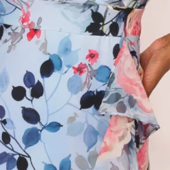 Adrianna Papell Floral Faux Wrap Dress In Blue Multi -Cheap Vesta Gleam Store AP1D104503 AA461 Regular Lifestyle