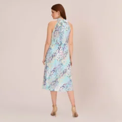 Adrianna Papell Floral Mock Neck Midi Dress In Light Blue Multi -Cheap Vesta Gleam Store AP1D104505 AB481 Regular Back