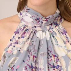 Adrianna Papell Floral Mock Neck Midi Dress In Dusty Blue Multi -Cheap Vesta Gleam Store AP1D104505 CJ980 Regular Detail