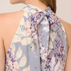 Adrianna Papell Floral Mock Neck Midi Dress In Dusty Blue Multi -Cheap Vesta Gleam Store AP1D104505 CJ980 Regular Lifestyle