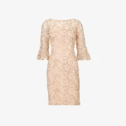 Adrianna Papell Metallic Embroidered Sheath Dress In Blush -Cheap Vesta Gleam Store AP1D104511 AD684 Regular Flat