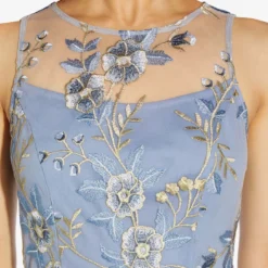 Adrianna Papell Floral Embroidered Flared Dress In Blue Multi -Cheap Vesta Gleam Store AP1D104513 AA461 Regular Detail