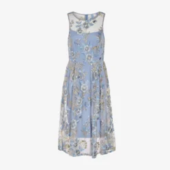 Adrianna Papell Floral Embroidered Flared Dress In Blue Multi -Cheap Vesta Gleam Store AP1D104513 AA461 Regular Flat