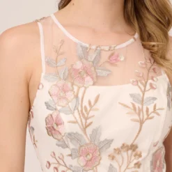 Adrianna Papell Floral Embroidered Flared Dress In Pink Multi -Cheap Vesta Gleam Store AP1D104513 AE970 Regular Detail