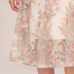 Adrianna Papell Floral Embroidered Flared Dress In Pink Multi -Cheap Vesta Gleam Store AP1D104513 AE970 Regular Lifestyle