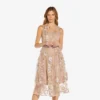 Adrianna Papell Floral Embroidered Flared Dress In Blush Multi
