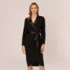 Adrianna Papell Knit Crepe Tuxedo Sheath Dress In Black