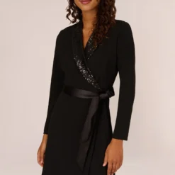 Adrianna Papell Sequin Collar Tuxedo Dress In Black -Cheap Vesta Gleam Store AP1D104563 AA002 Regular Detail b4bfc833 e994 4675 bcc7 7c6ef80b85a9