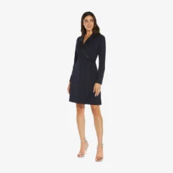 Adrianna Papell Sequin Collar Tuxedo Dress In Midnight -Cheap Vesta Gleam Store AP1D104563 AB411 Regular Alternate
